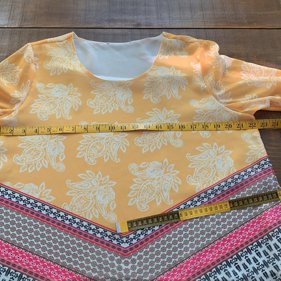 Polyester Flowy Lined Blouse, Yellow, Pink, Black, L-XL - Picture 9 of 9